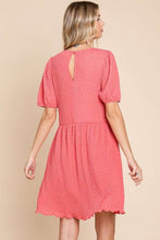 Load image into Gallery viewer, Textured Round Neck Puff Sleeve Dress
