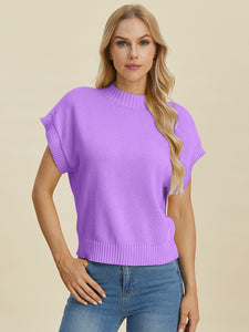 Mock Neck Short Sleeve Sweater (multiple color options)