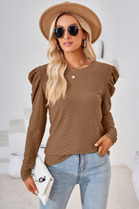 Round Neck Puff Sleeve Top (multiple color options)