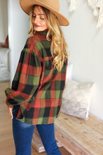 Load image into Gallery viewer, Rock&#39;n Plaid Button Down Oversized Shirt in Olive &amp; Rust
