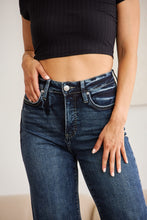 Load image into Gallery viewer, RFM &quot;Chloe&quot; Tummy Control High Waist Cropped Wide Leg Raw Hem Jeans in Dark Wash
