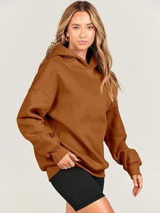 Dropped Shoulder Long Sleeve Hoodie (multiple color options)