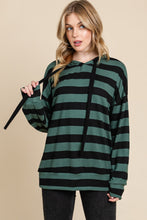 Load image into Gallery viewer, Drawstring Striped Dropped Shoulder Hoodie
