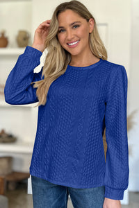 Textured Round Neck Long Sleeve Top (multiple color options)