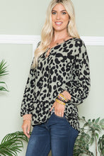 Load image into Gallery viewer, Leopard V-Neck Long Sleeve Blouse
