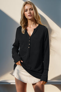 Notched Thumbhole Long Sleeve Top (multiple color options)