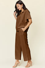 Load image into Gallery viewer, Texture Half Zip Short Sleeve Top and Pants Set (multiple color options)
