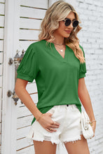 Load image into Gallery viewer, Notched Ruched Short Sleeve Top (multiple color options)
