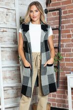 Load image into Gallery viewer, Plaid Lapel Collar Sleeveless Cardigan (multiple color options)
