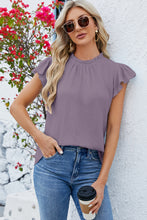 Load image into Gallery viewer, Ruffled Round Neck Cap Sleeve Blouse (multiple color options)
