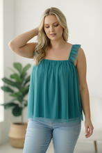 Load image into Gallery viewer, Dreamy Teal Tulle Tank Top

