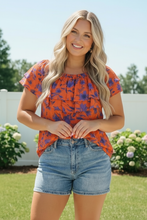 Load image into Gallery viewer, Rust Bloom Ruffle Top
