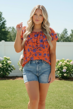 Load image into Gallery viewer, Rust Bloom Ruffle Top
