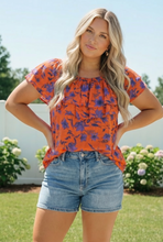Load image into Gallery viewer, Rust Bloom Ruffle Top
