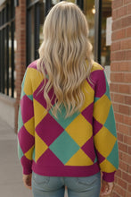 Load image into Gallery viewer, Color Crush Mardi Gras Argyle Knit
