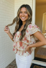 Load image into Gallery viewer, Ready with Ruffles Floral Mesh Top
