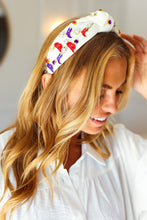 Load image into Gallery viewer, Gem Cowboy Embellished Top Knot Headband in Red White &amp; Blue
