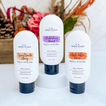 Load image into Gallery viewer, Experience the luxurious Autumn Vibes Body Creme, crafted with enchanting scents like Apple Toffee Dreams and Huckleberry Harvest. Perfect for pampering during the cozy fall season.
