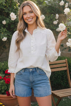Load image into Gallery viewer, Pretty in White Puff Sleeve Button Top
