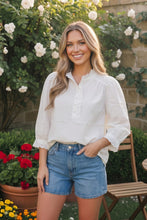 Load image into Gallery viewer, Pretty in White Puff Sleeve Button Top
