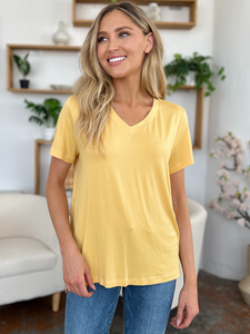 Bamboo Breeze V-Neck High-Low T-Shirt (multiple color options)