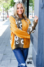 Load image into Gallery viewer, Animal Print Cable Color Block Sweater in Mustard &amp; Olive
