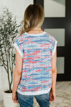 Load image into Gallery viewer, Blurred Beauty Textured Knit Top in Blue, Red and White
