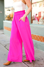 Load image into Gallery viewer, Just Dreaming Smocked Waist Palazzo Pants in Hot Pink
