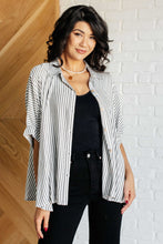 Load image into Gallery viewer, Boxy Striped Button Up in Black
