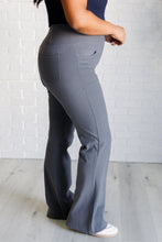 Load image into Gallery viewer, Building Habits Twill Flared Crossover Waist Pant in Titanium
