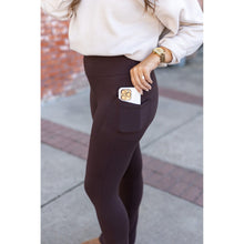 Load image into Gallery viewer, The Brandy - Brown Flare Leggings WITH POCKETS - Luxe by Julia Rose®
