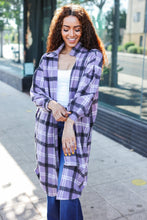 Load image into Gallery viewer, Fall Vibes Lavender Plaid Hacci Knit Open Cardigan
