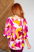 Load image into Gallery viewer, Cali Blouse in Magenta and Mustard Abstract
