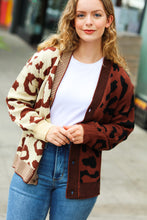 Load image into Gallery viewer, Taupe &amp; Sepia Leopard Print Color Block Cardigan
