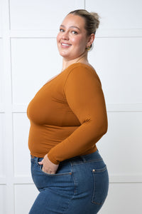 Bring in the Basics Seamless Reversible V-Neck Caramel