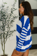 Load image into Gallery viewer, Casual Chaos Drop Shoulder Sweater in Royal Blue
