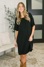 Load image into Gallery viewer, Casual Curtsy Relaxed T-Shirt Dress in Black
