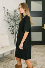 Load image into Gallery viewer, Casual Curtsy Relaxed T-Shirt Dress in Black

