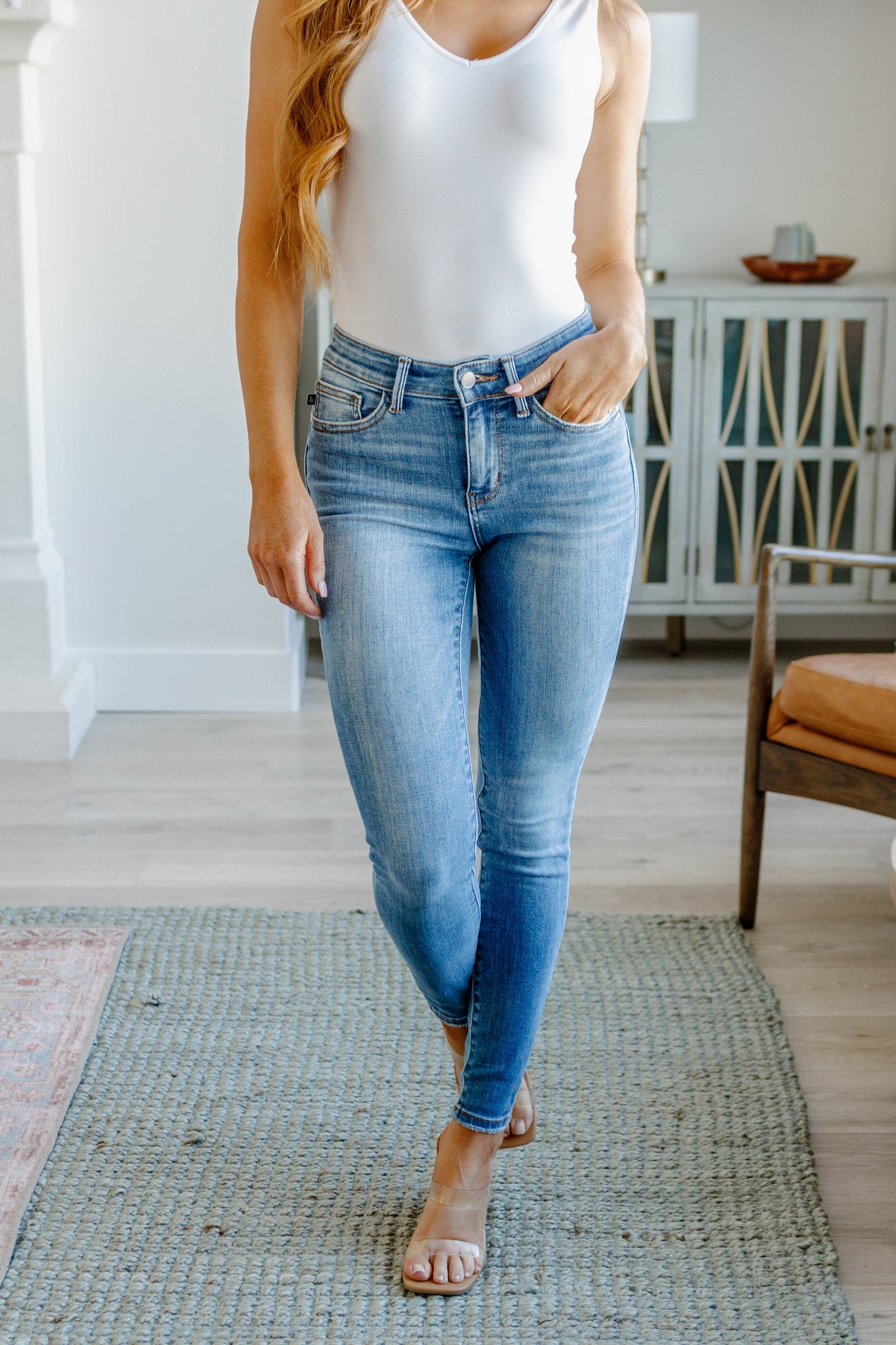 Catherine Mid Rise Vintage Skinny Jeans by Judy Blue