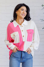 Load image into Gallery viewer, Chip Off the Old Colorblock V-Neck Henley in Pink
