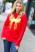 Load image into Gallery viewer, All I Want Red Sequin Bow Embroidery Knit Sweater
