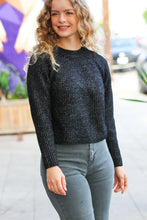 Load image into Gallery viewer, Cozy For Keeps Mélange Round Neck Knit Sweater in Black
