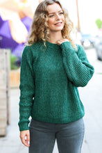 Load image into Gallery viewer, Cozy For Keeps Mélange Round Neck Knit Sweater in Holiday Green
