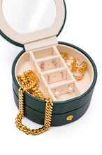 Load image into Gallery viewer, Circular Travel Jewelry Case in Green
