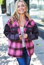 Load image into Gallery viewer, Spread Joy Pink &amp; Brown Plaid Corduroy Button Down Fuzzy Jacket
