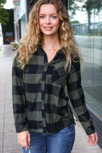 Load image into Gallery viewer, Casual Chic Plaid Button Down Long Sleeve Top in Army Green
