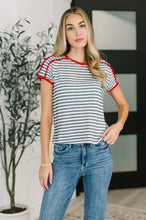 Load image into Gallery viewer, Country Stripe Casual Tee in Navy White
