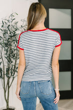 Load image into Gallery viewer, Country Stripe Casual Tee in Navy White
