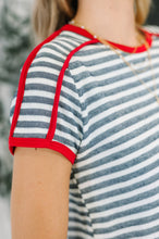 Load image into Gallery viewer, Country Stripe Casual Tee in Navy White
