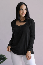 Load image into Gallery viewer, Cozy &amp; Warm Black Henley
